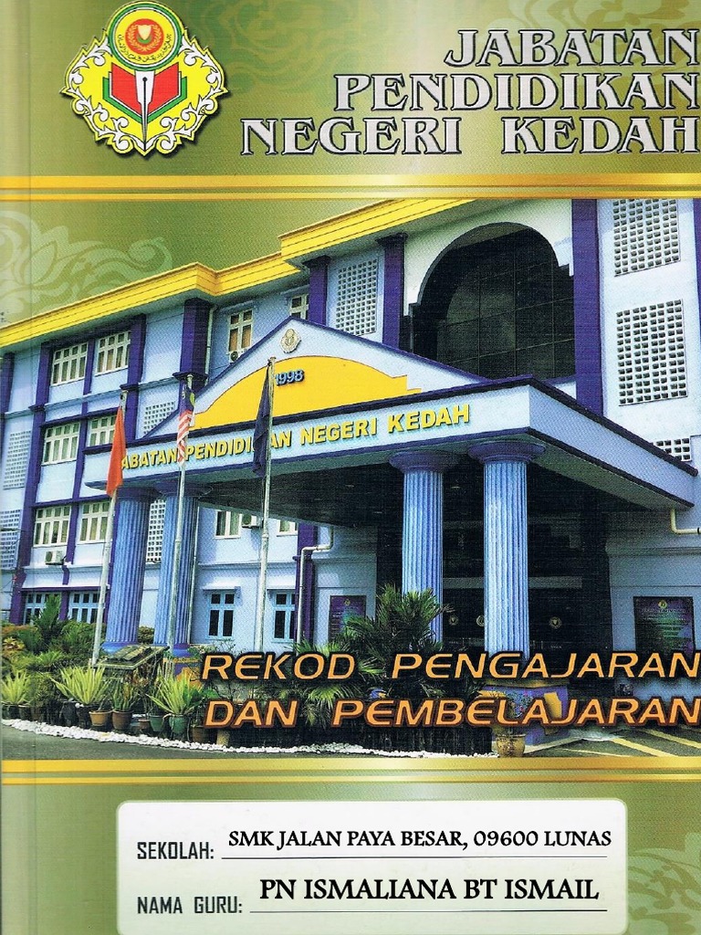 Buku Rekod Pengajaran Dan Pembelajaran Jabatan Pendidikan Negeri Kedah 2020