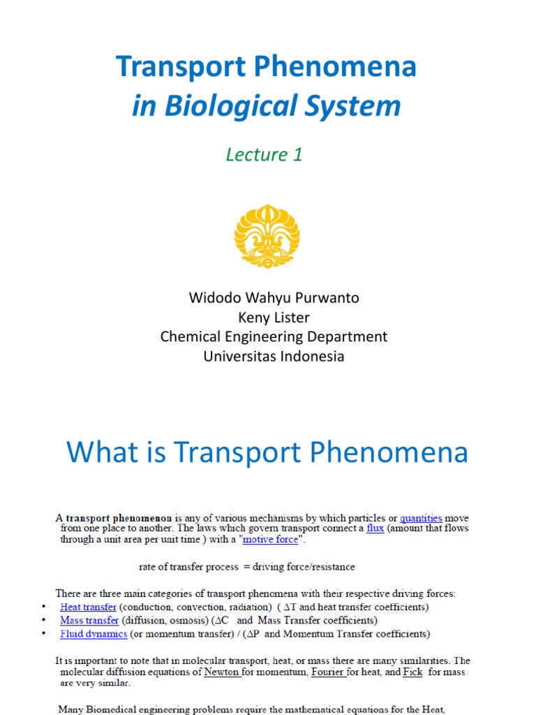 Transport Phenomena in Biology Explained | PDF