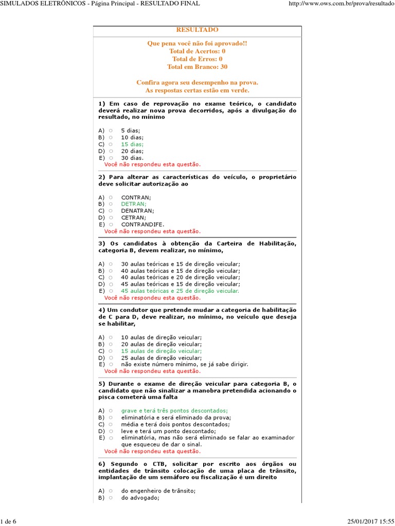 AUTO ESCOLA SIMULADOS Prova 2 Com as Respostas Tráfego Motocicleta
