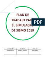 Plan de trabajo para simulacro de sismo 2019