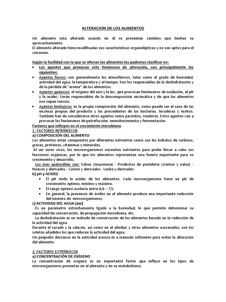 Causas y Prevención de la Alteración Alimentaria | PDF | Alimentos | Enzima