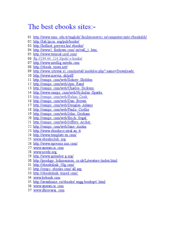 The Best Ebooks Sites PDF