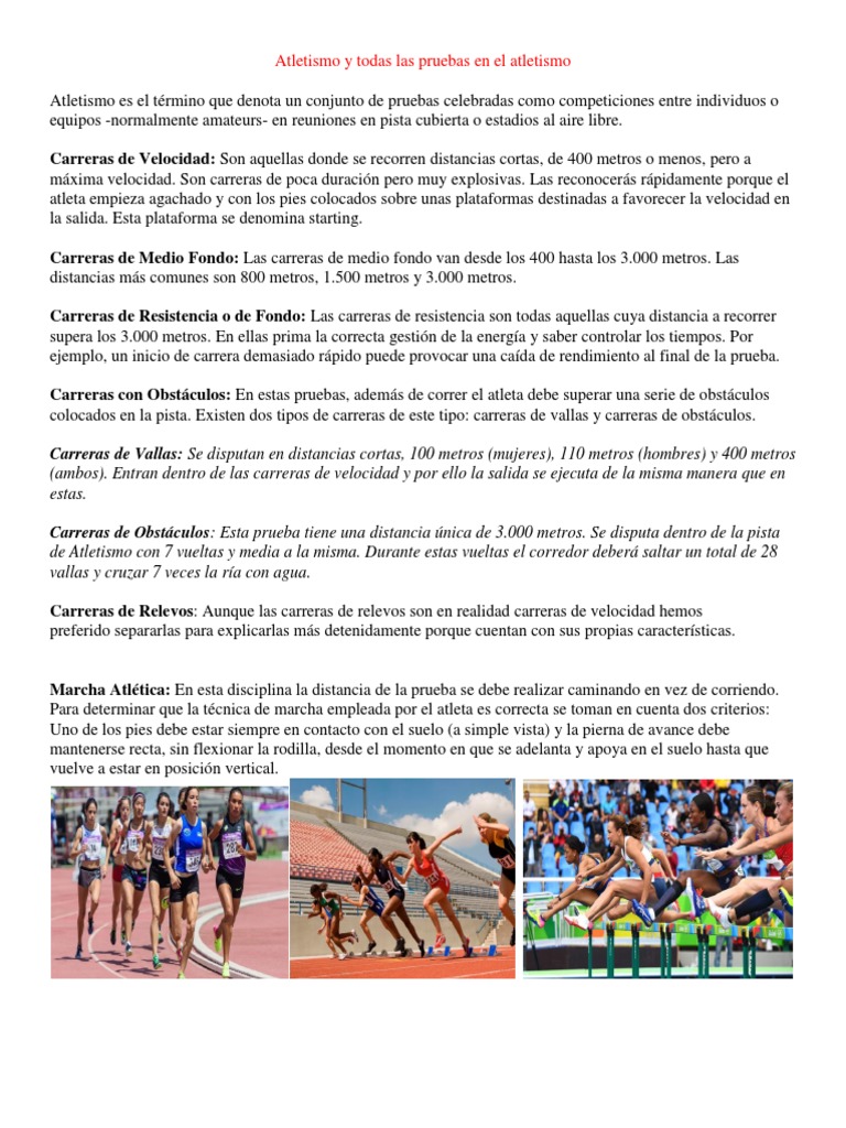 Atletismo y Todas Las Pruebas en El Atletismo | PDF | Deporte del ...