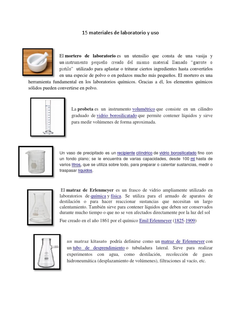 Antídoto guardarropa encuesta 15 Materiales de Laboratorio y Uso | PDF | Laboratorios | Química