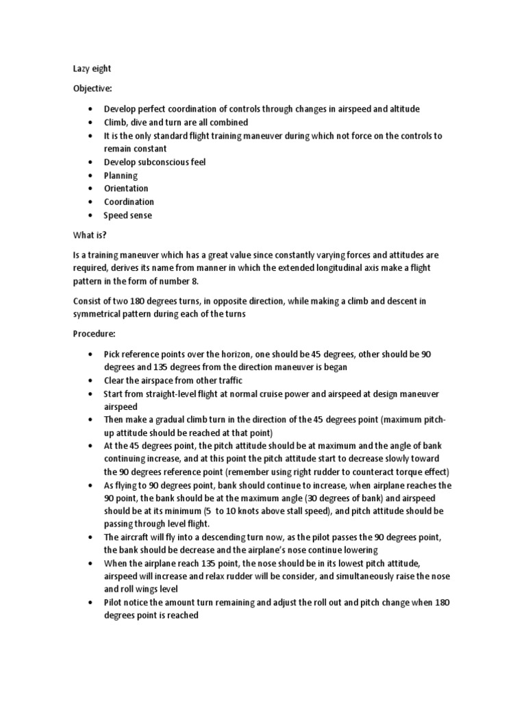 Lazy Eight | PDF | Airspeed | Flight Control Surfaces