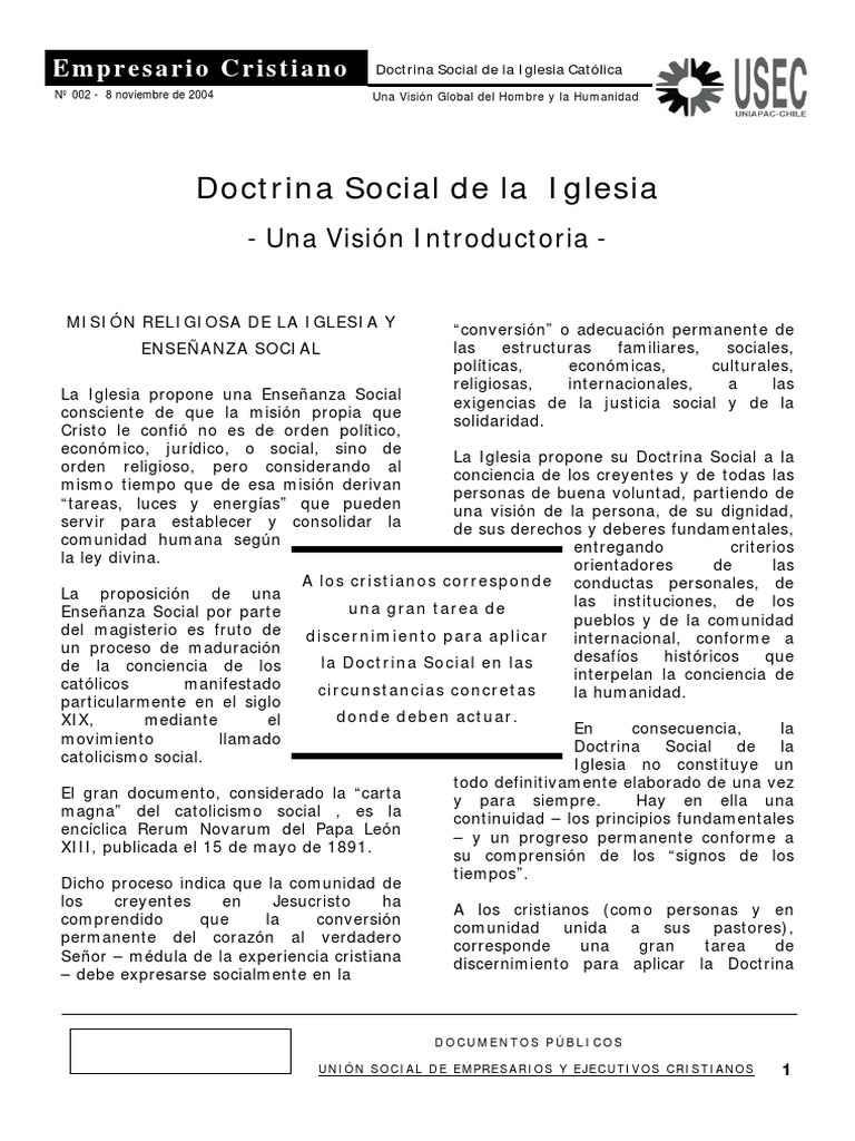 Doctrina Social de la Iglesia Católica | PDF | Doctrina social católica ...