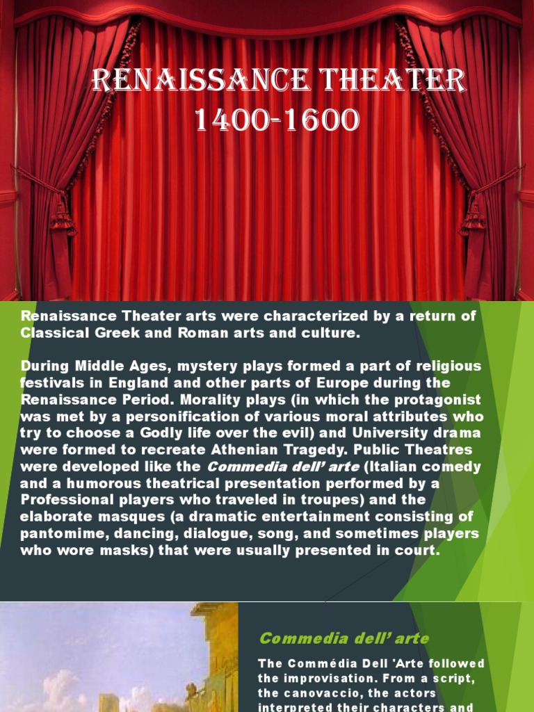 Renaissance Theater - PPTX Ito Nalang | PDF | Theatre | Commedia Dell'arte