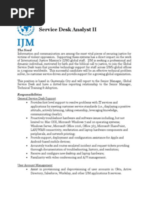 2019 Sept Service Desk Analyst Ii It Service Management