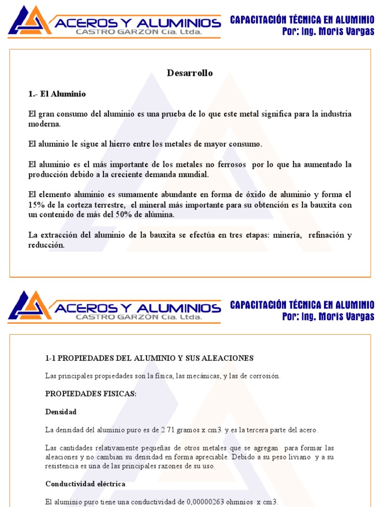 Propiedades y Aleaciones del Aluminio | PDF | Tratamiento a base de ...