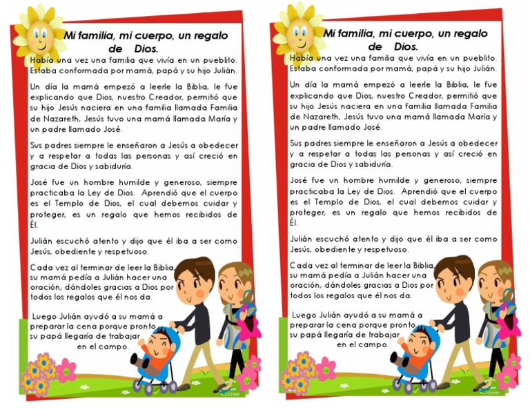 Cuento Mi Familia, Mi Cuerpo Un Regalo de Dios | Descargar gratis PDF ...