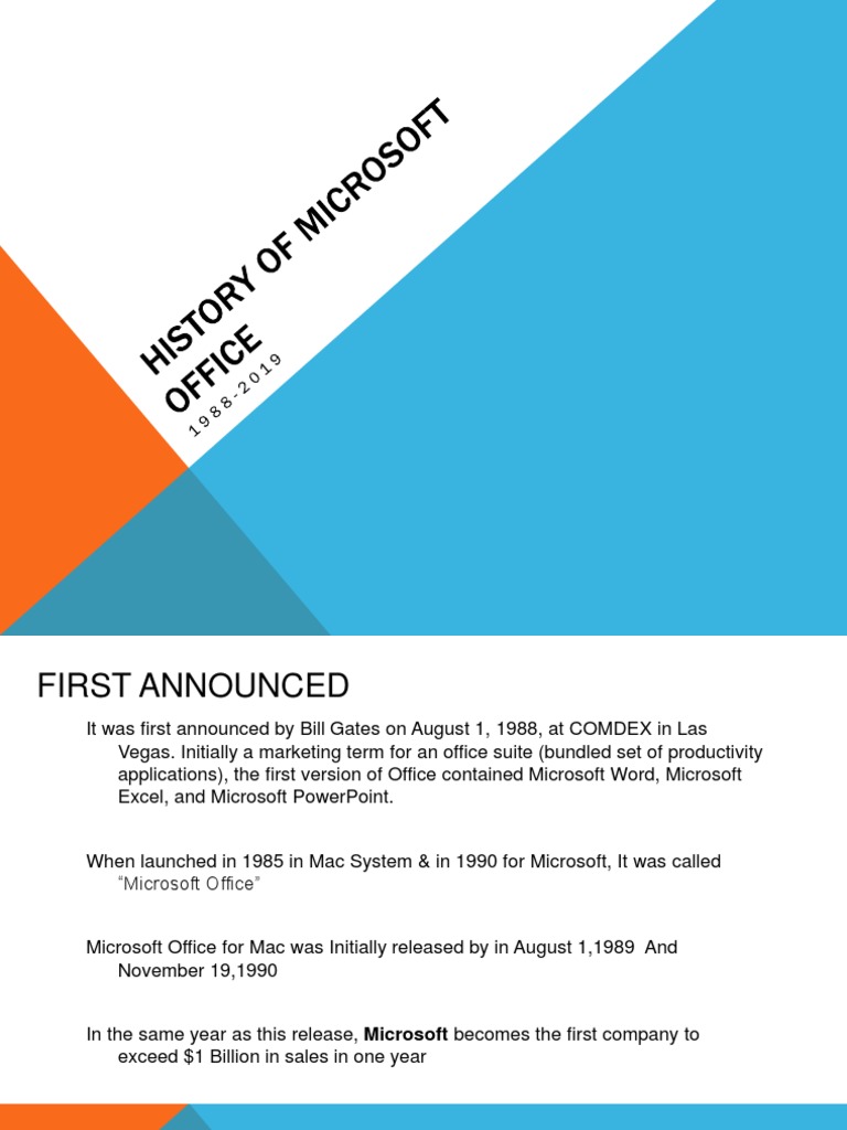 History of Microsoft Office (1988-2019) | PDF | Microsoft Office ...
