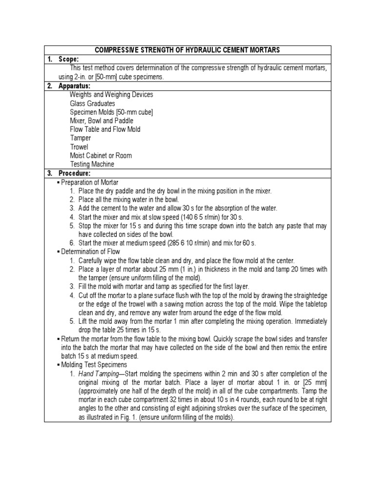 Compressive Strength Testing of Mortars | PDF | Mortar (Masonry ...