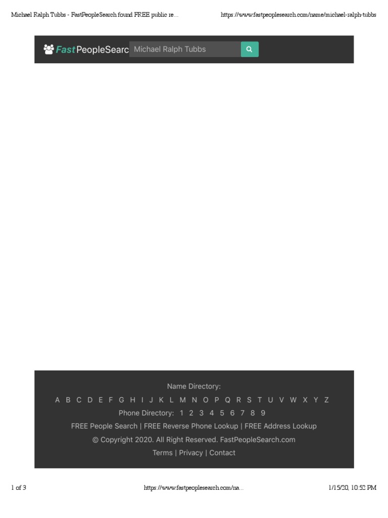 Michael Ralph Tubbs FastPeopleSearch Found FREE Public Records PDF
