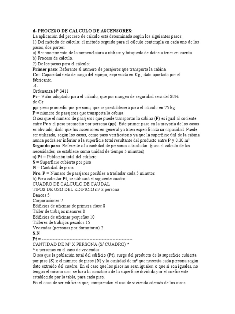 Proceso de Cálculo de Ascensores | PDF | Ascensor
