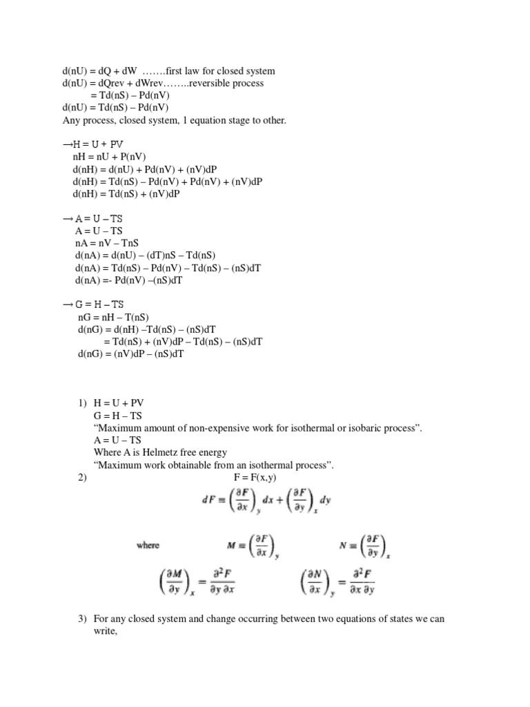 Thermo Notes Enthalpy Entropy
