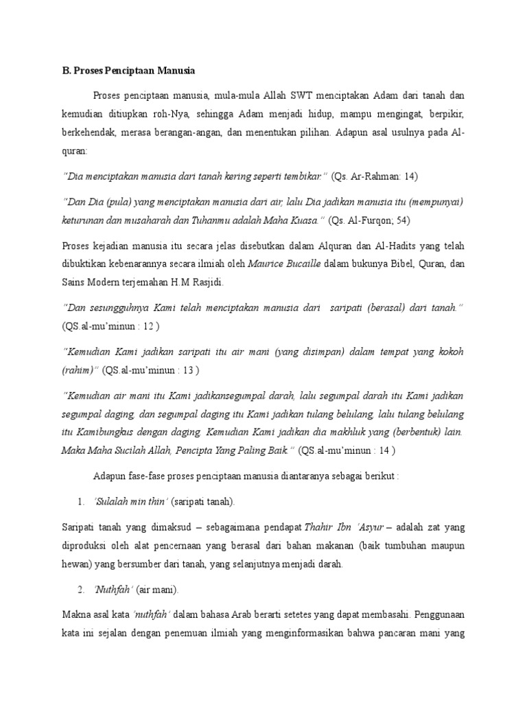 Proses Penciptaan Manusia Dalam Islam Pdf