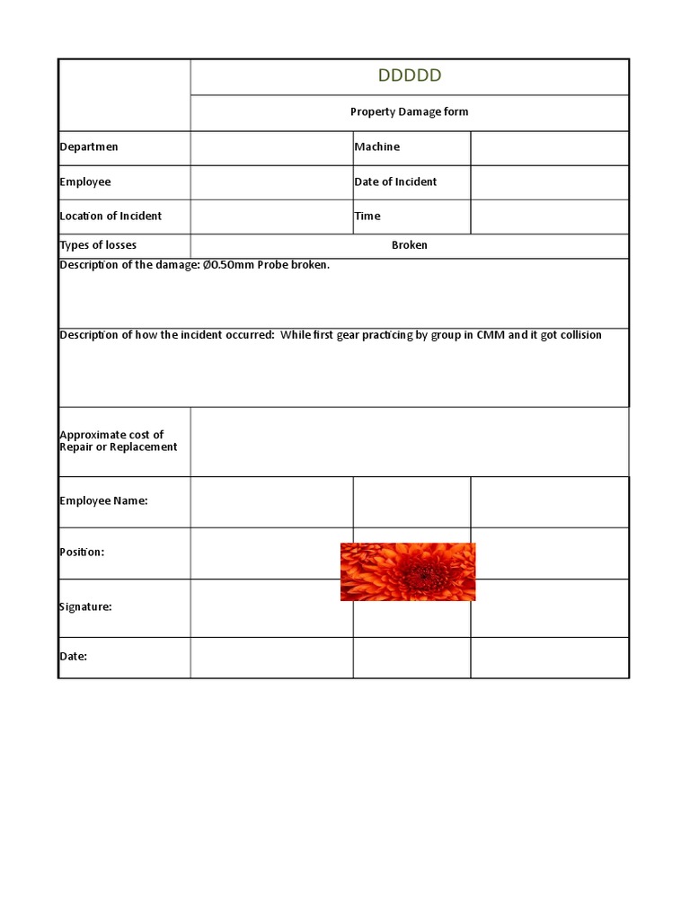 Breakage Form | PDF