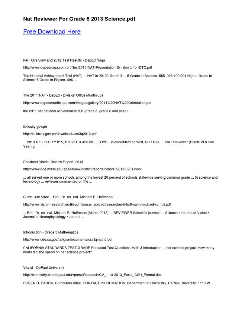 Nat Reviewer For Grade 6 2013 Science Nat Reviewer For Grade 6 2013 ...