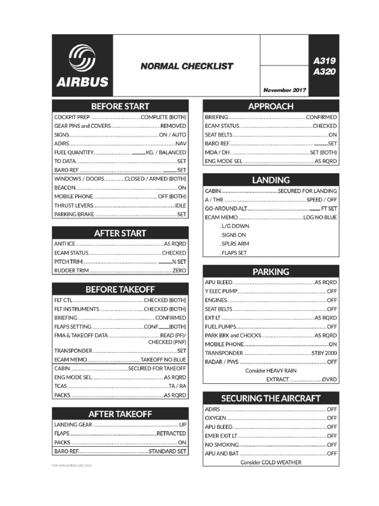 A320 Checklist | PDF