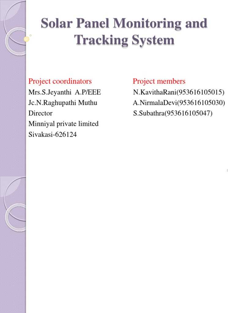 Solar Panel Tracking System Overview | PDF | Photovoltaics ...