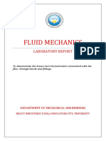 FLUID MECHANICS LABORATORY REPORT Depart
