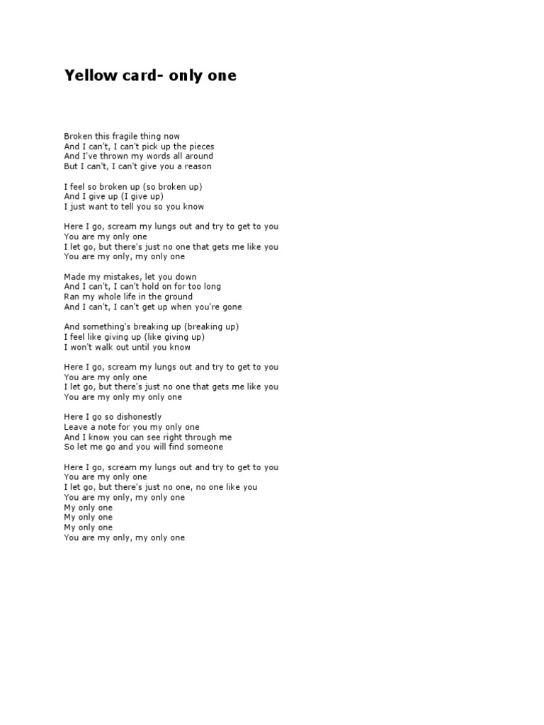 cigarette yellowcard lyrics Yellowcard - "Only One" Lyrics