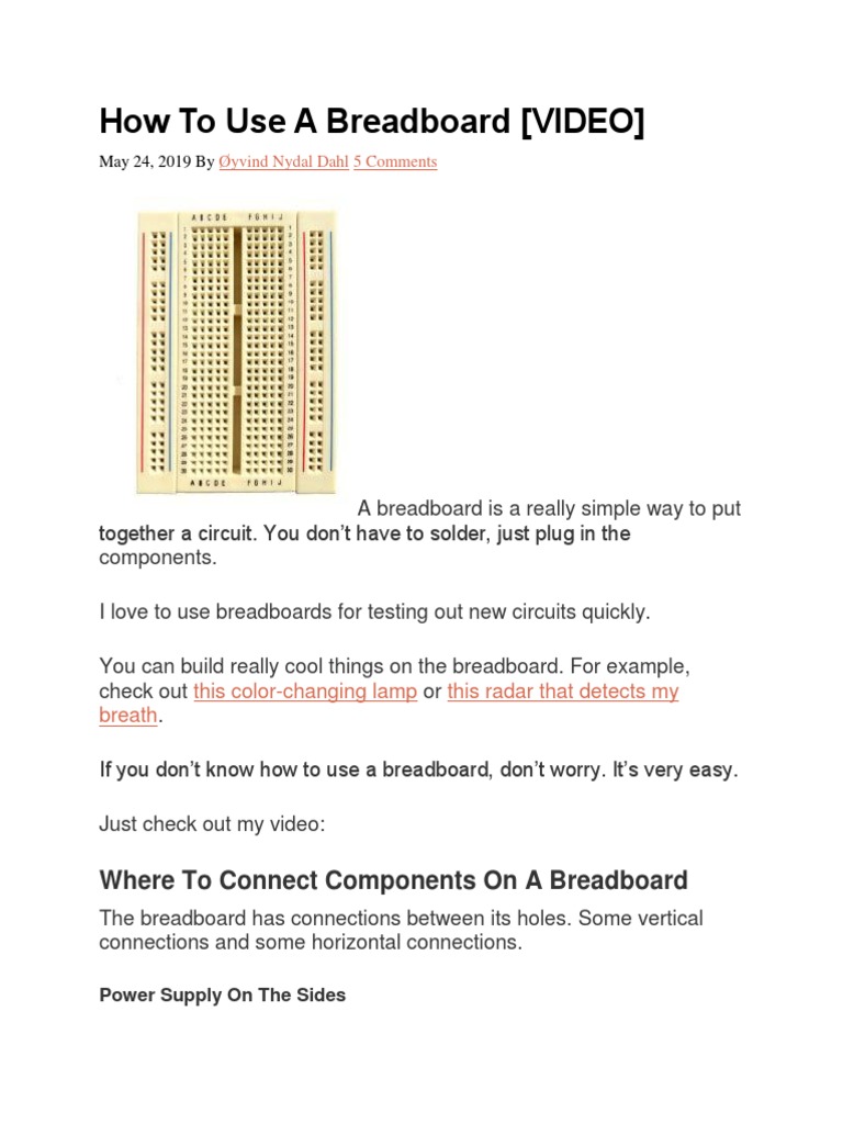 How To Use A Breadboard Circuit Diagram