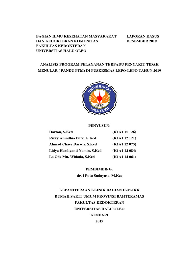 Laporan Kasus Pkm Lepo Lepo Analisis Program Pelayanan Terpadu Penyakit Tidak Menular Pandu Ptm Pkm Lepo Lepo Desember 2019 Pdf