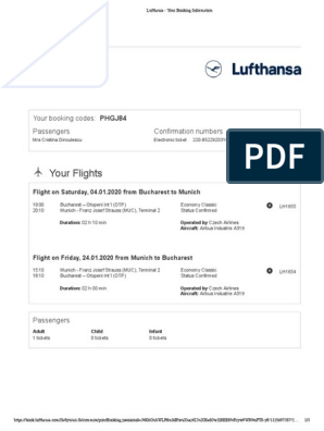 Lufthansa - Your Booking Information | PDF | Airlines | Aviation