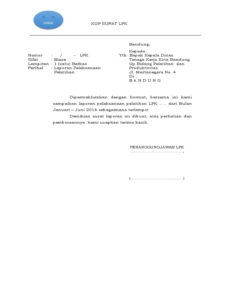 Contoh Laporan Lpk Pdf