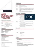 Resume Internship (Anis Munierah)