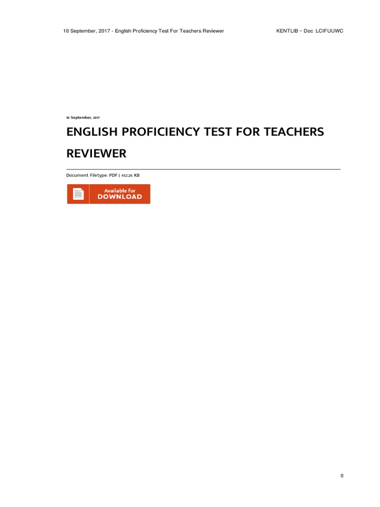 English Proficiency Test For Teachers – CVIO