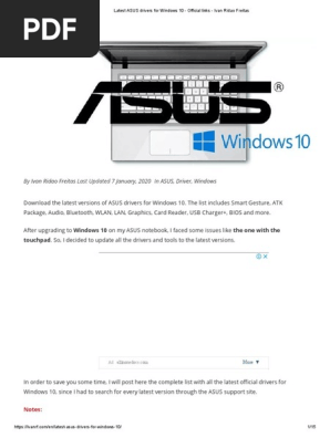 Latest Asus Drivers For Windows 10 Official Links Ivan Ridao Freitas Windows 10 Intel