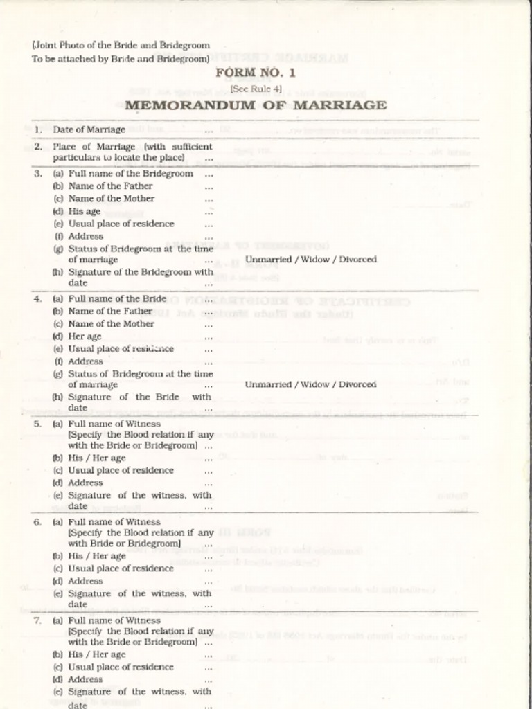 Karnataka Marriage Certificate Form PDF PDF