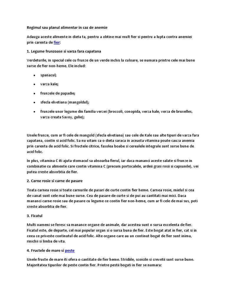 Alimente In Anemie