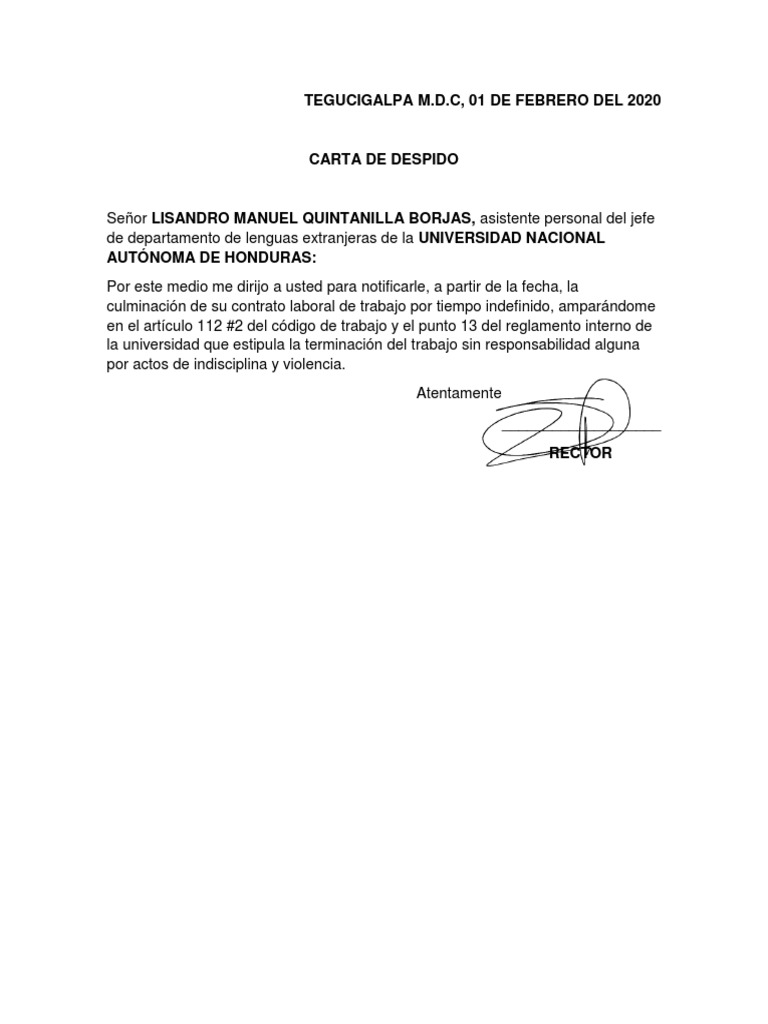 Carta de Despido