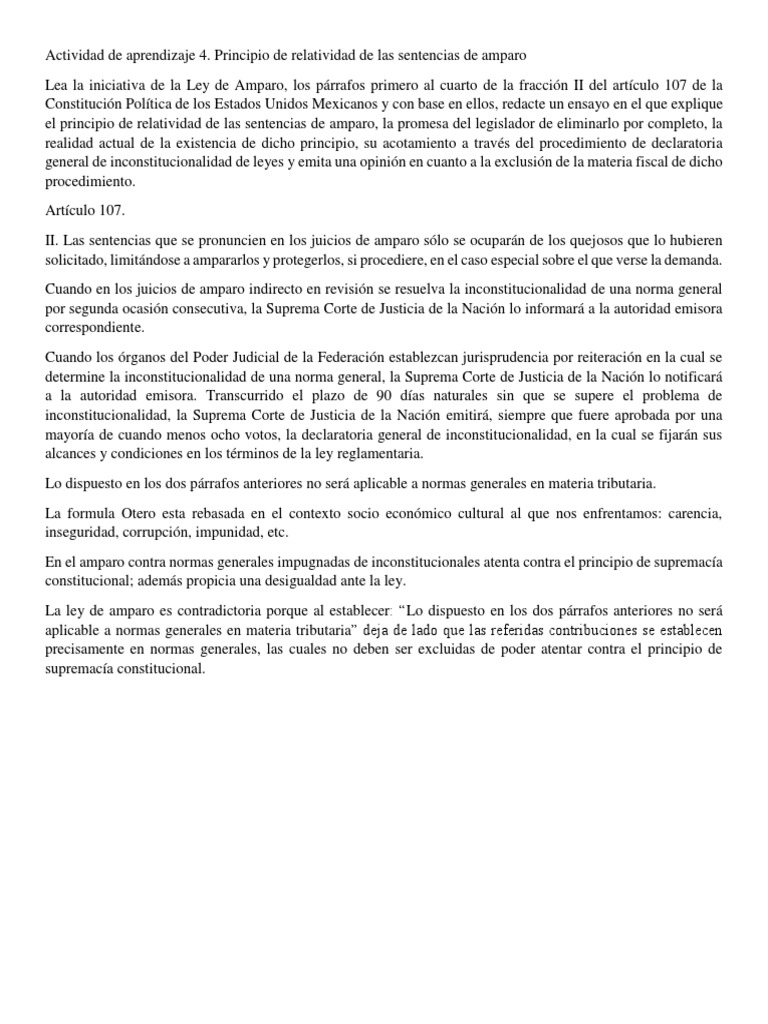 Relatividad en Sentencias de Amparo | PDF | Caso de ley | Virtud