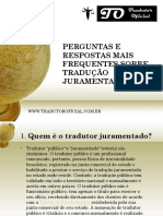 PERGUNTAS E RESPOSTAS MAIS FREQUENTES SOBRE TRADUÇÃO JURAMENTADA.ppsx