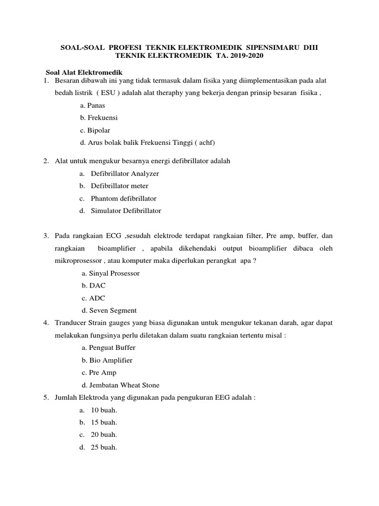 Soal Tes Elektromedik Soal Baru