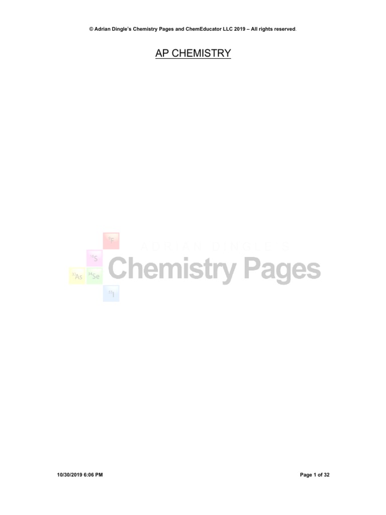 AP Chem Adrian Dingle | PDF | Redox | Mole (Unit)