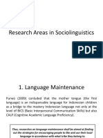 Research Areas in Sociolinguistics