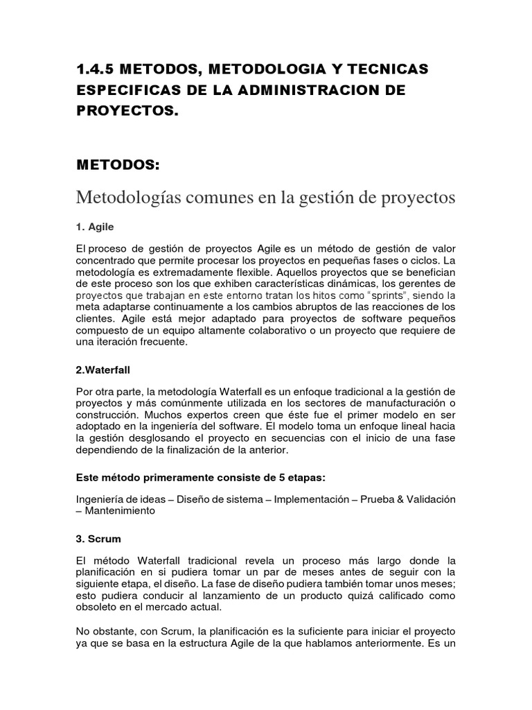Métodos de Gestión de Proyectos Agile | PDF | Gestión de proyectos ...