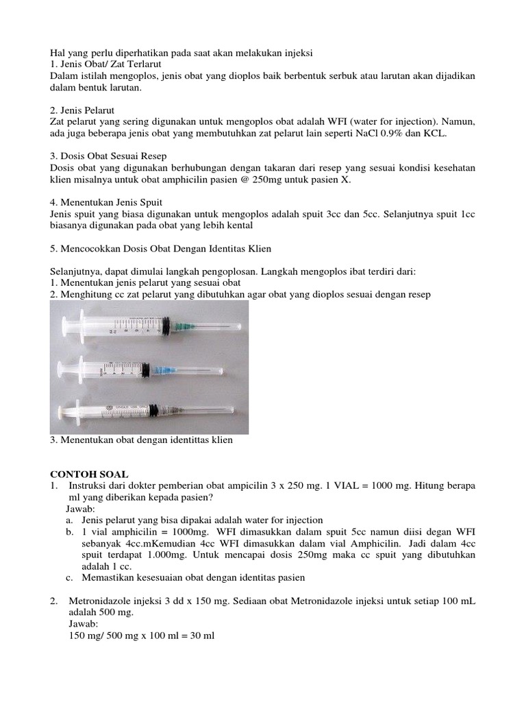 Panduan Mengoplos Obat Injeksi | PDF