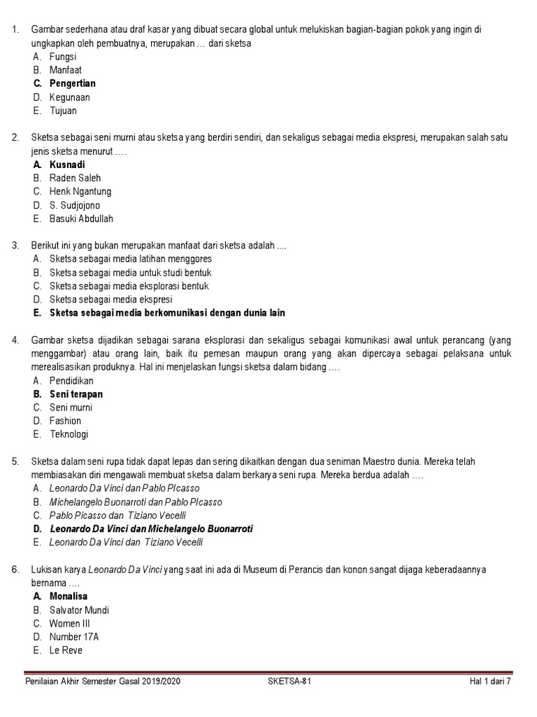 Soal Sketsa Kunci Pdf
