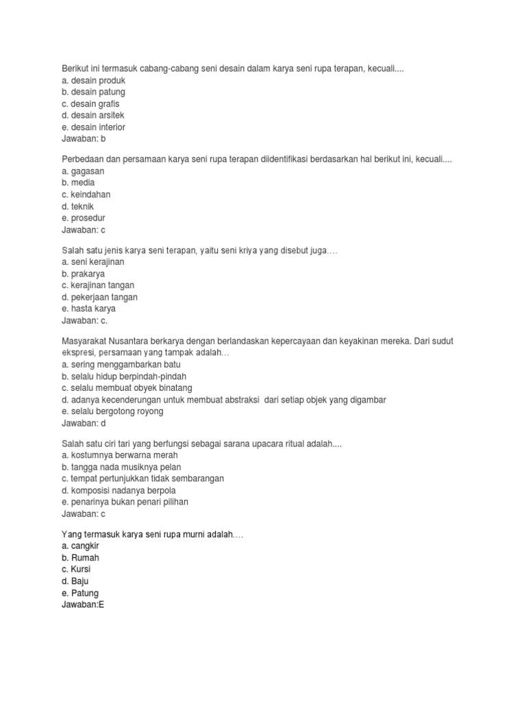Soal Tinjauan Seni Pas X Dkv Pdf