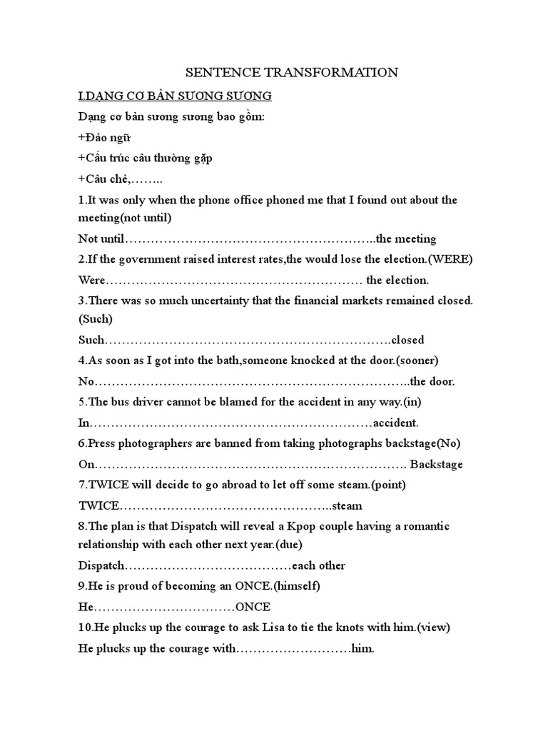 English Sentence Transformation Guide | PDF