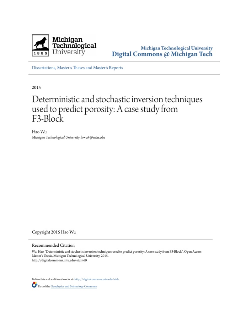 Deterministic and Stochastic Inversion Techniques Used To Predict ...