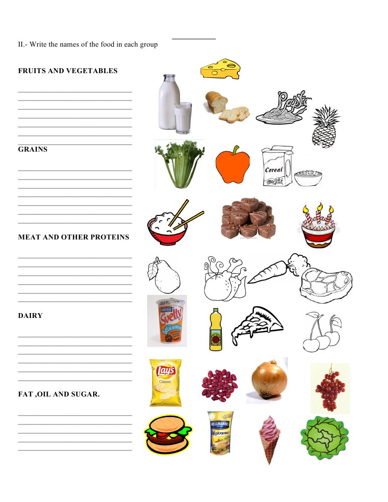 Food Group Classification Worksheet | PDF