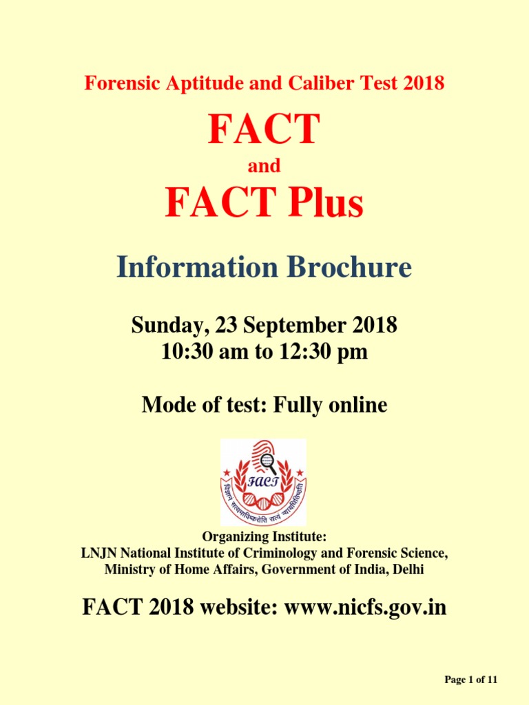 FACT 2018: Forensic Science Exam Details | PDF | Credit Card | Test ...