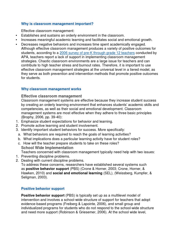 Importance of Effective Classroom Management | PDF | Classroom ...